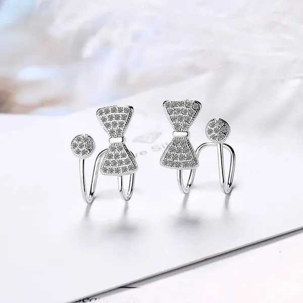 Costas brincos moda bonito adorável bowknot clipe brilhante micro cristal pavimentado romântico encantador feminino manguito jóias presentes