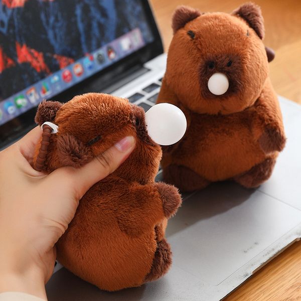 Portachiavi in peluche Capibara, Premi per soffiare bolle Ciondolo borsa Capibara, Morbido peluche farcito, Portachiavi carino Capibara