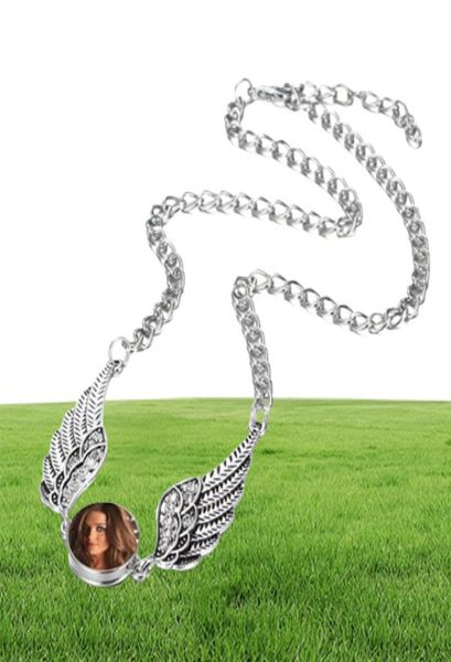 Colares pingentes para sublimação asas de anjo colares pingente feminino botão transferência de jóias diy consumíveis inteiros 817698168234591