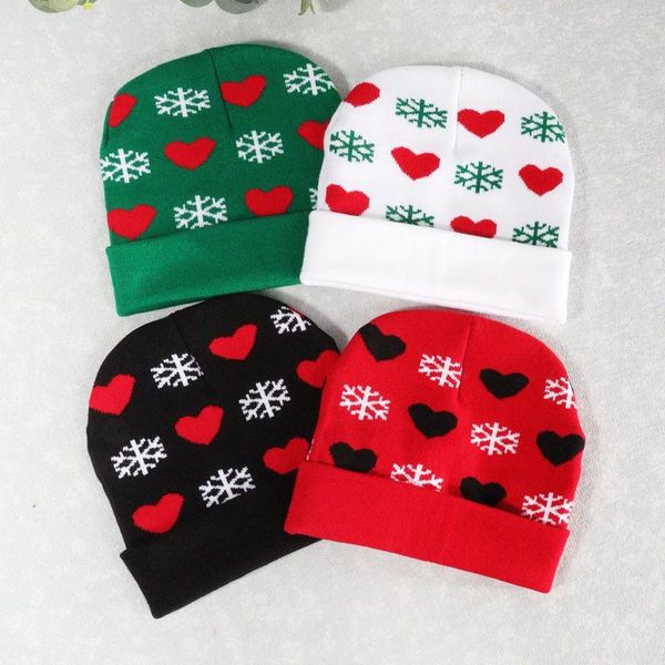 Шариковая шапка со снежинкой и помпоном, шапка-бини, рождественский подарок, корейская зимняя теплая вязаная толстая вязаная шапка для женщин и мужчин, ко дню Святого Валентина