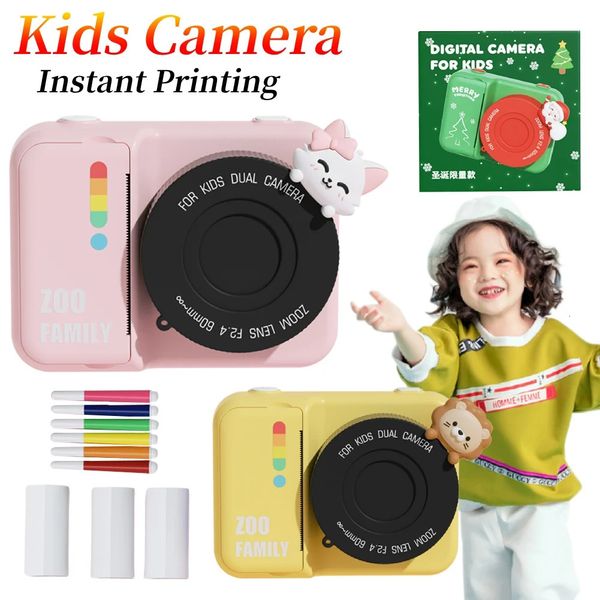 Fotocamere digitali per bambini Schermo da 30 pollici Carta termica Po Stampa istantanea con 48MP HD Doppia lente Giocattoli di compleanno per bambini Regalo 240106