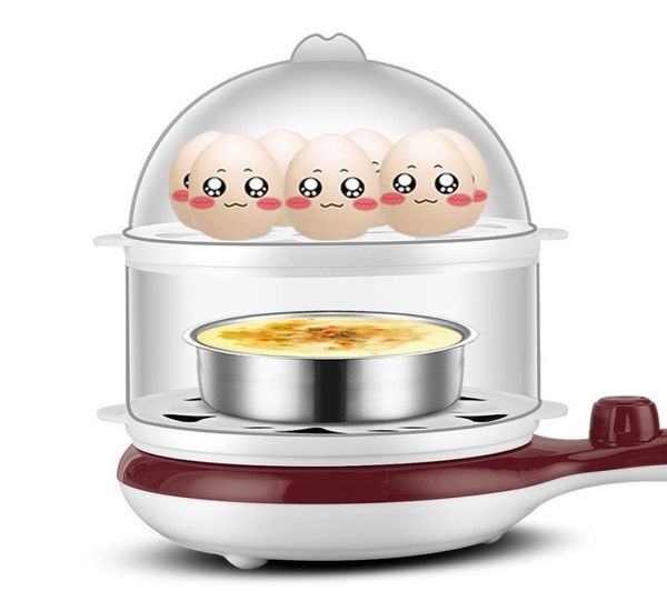 Универсальная многофункциональная электрическая яйцеварка 3 в 1, до 14 яиц, пароварка для жарки, двухслойные кухонные принадлежности, кухонная утварь1199060