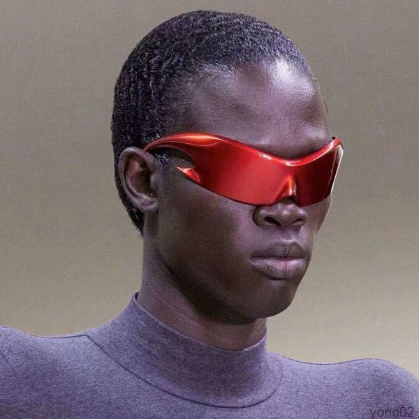2023 moda equitação futurista fluxo punk óculos de sol das mulheres dos homens uma peça oversized hip hop y2kwd58