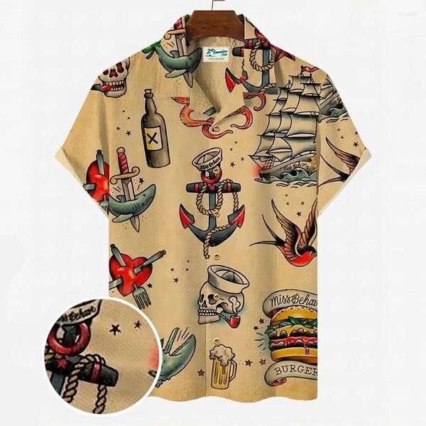 Camicie casual da uomo Camicia hawaiana estiva per uomo 3d Cartoon Animal Beach Abbigliamento divertente oversize Moda Manica corta