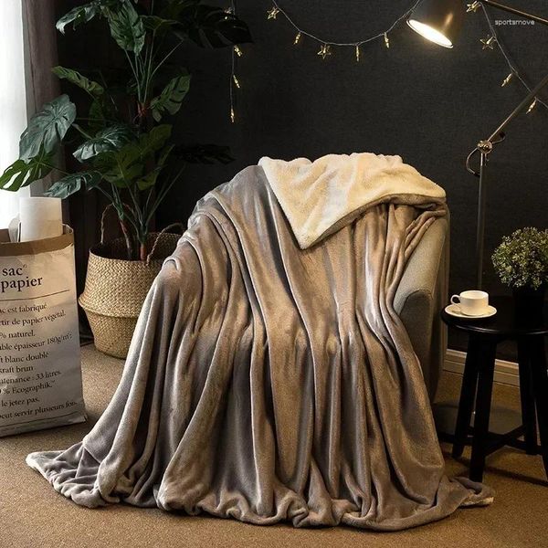 Coperte Coperta invernale in lana Lenzuola calde extra spesse Pile Morbido super fine Copridivano per divano letto Trapunta corallo Decorazioni per la casa