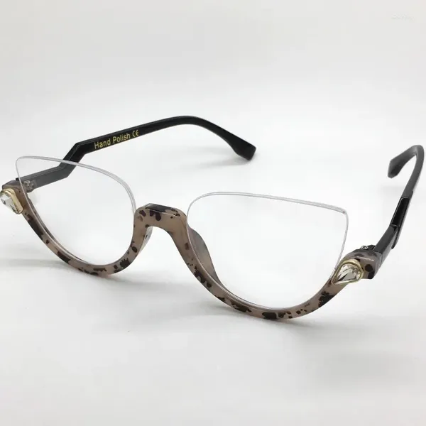 Óculos de sol quadros leopardo impressão óculos personalizado inferior metade quadro acetato lat luz espelho com anti mudança de cor azul para miopia
