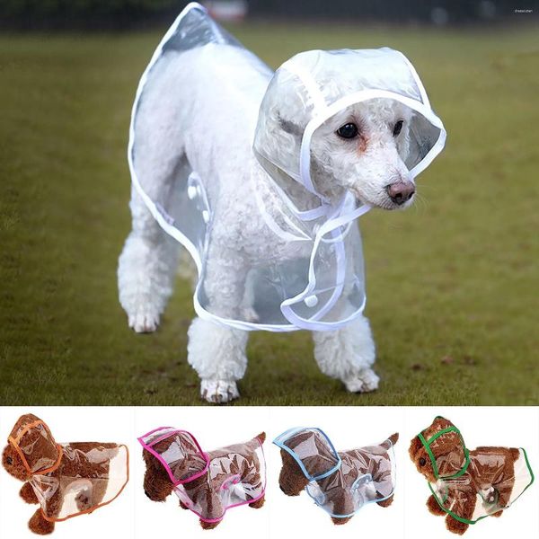 Cão vestuário pet capa de chuva poncho com chapéu pequeno e médio roupas ao ar livre à prova de chuva engrenagem transparente rack