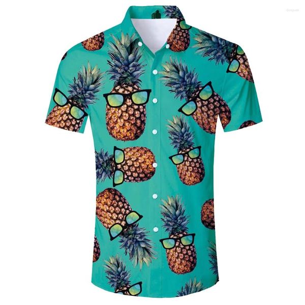 Camicie casual da uomo Boutique Camicia vintage con stampa ananas Top estivo Cardigan hawaiano comfort Abito romanzo