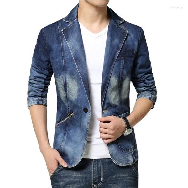 Giacca da uomo da uomo marca 2024 giacca sportiva Jaqueta casual con bottone singolo in denim sottile