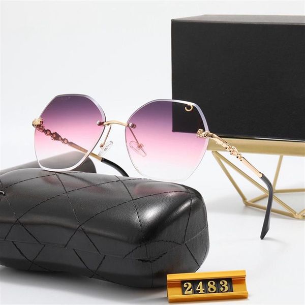 Óculos de sol das mulheres óculos de sol dos homens de luxo moda gradiente sem moldura cisne letras com caixa jariser246o