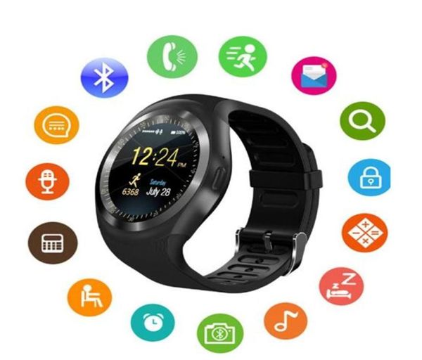 Bluetooth y1 relógio inteligente reloj relógio android smartwatch chamada de telefone sim tf câmera sincronização para sony htc huawei xiaomi htc android pho7349375