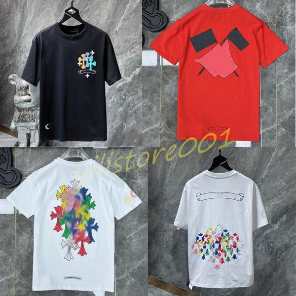 2023Mens Klasik T Shirt Kalp Moda Ch Yüksek Kaliteli Marka Mektubu Sanskrit Çapraz Desen Kazak Tişörtler Tasarımcılar Krom Krom Üstler Pamuk Tshirts U7i