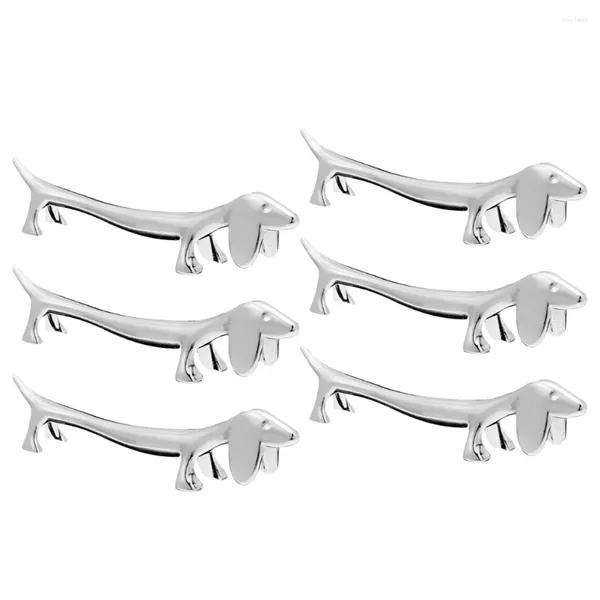 Yemek takımı setleri 6pcs köpek şeklindeki dinlenme çubukları dinlenme tutucu metal standı kaşık çatal rafı