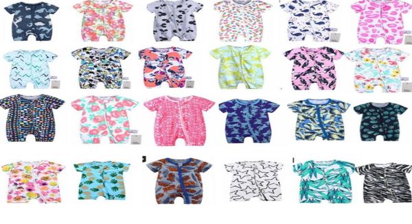 Bebê recém-nascido com zíper macacão verão manga curta meninos meninas dinossauro macacão roupas de manga curta macacão de bebê 40 design k6593081