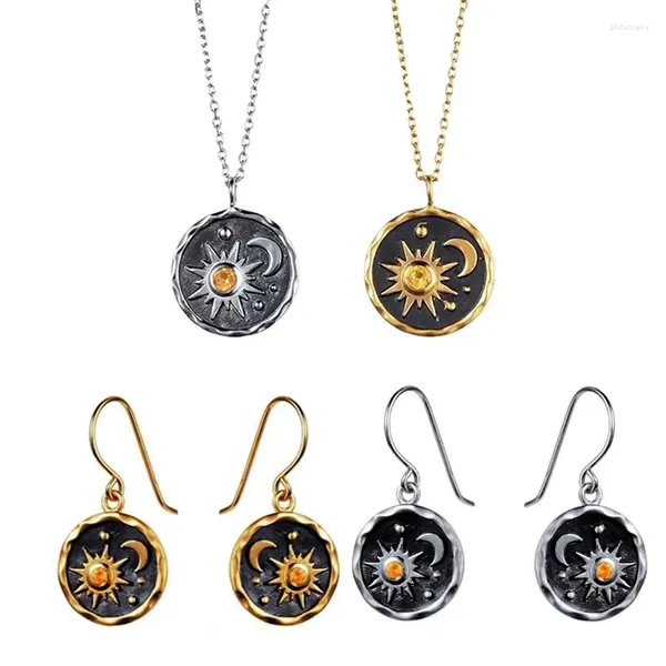 Комплект ожерелья и серег, летний винтажный кулон в стиле бохо, женские ювелирные изделия «Солнце и Луна», памятные подарки на помолвку, тенденции 2024 года