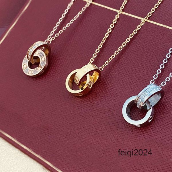 Mulheres de ouro amam colares para homens designer jóias 18k rosa ouro prata circular diamante jóias de aço inoxidável presente de aniversário dhgate atacado