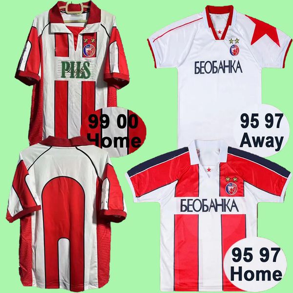 1995 1997 Crvena Zvezda Beograd Retro Soccer Jerseys 99-00 Manga Longa Home Away Mangas Curtas Camisas de Futebol