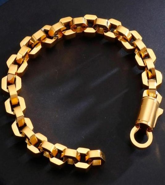 Мужской браслет-цепочка, мужские браслеты в стиле хип-хоп, золотые мужские браслеты из нержавеющей стали, ювелирные изделия из нержавеющей стали, аксессуары227E8377647