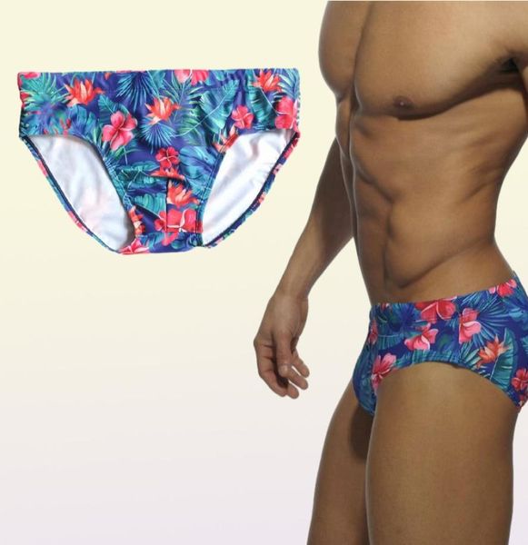 Men039s roupa de banho 2021 maiô deslizamento cuecas praia natação briefs para o mar azul flores shorts maiô homem roupas5720270