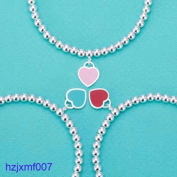 OB7N Tasarımcı Tiffanyset Charm Becelets Mavi Kalp Bilezik S925 Gümüş Emaye Aşk Buda Boncukları T Aile El Süslemesi Kadın