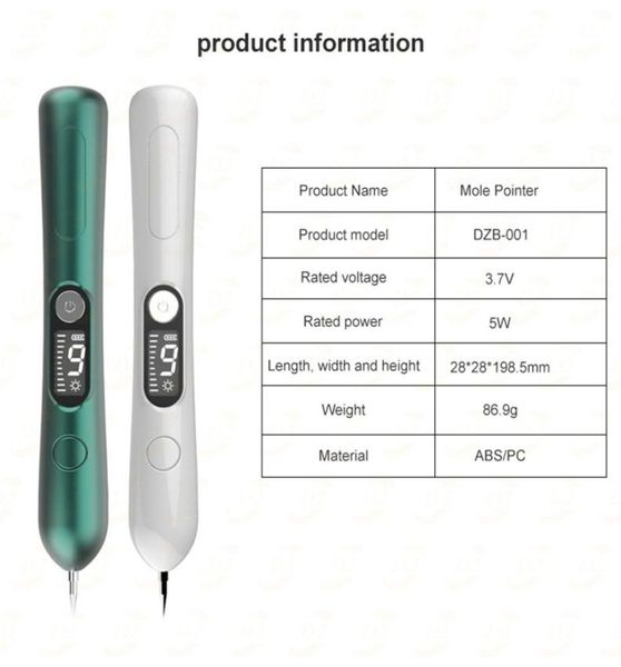 LCD lazer plazma kalem köstebek çilini kaldırma ev güzelliği enstrüman makinesi leke siğil koyu nokta cilt etiketi sökücü aracı 9 seviye 3502049