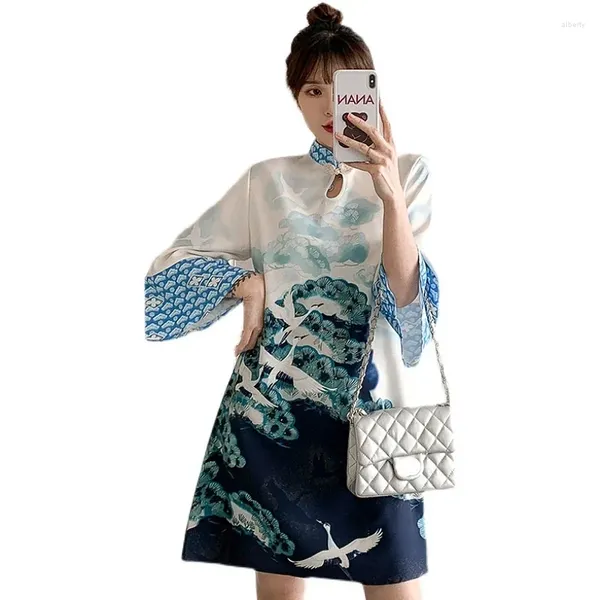 Roupas étnicas 2024 Branco Plus Size 3XL 4XL Festa Casual Qipao Tradicional Chinês Vintage Moderno Melhorado Cheongsam Vestido para Mulheres