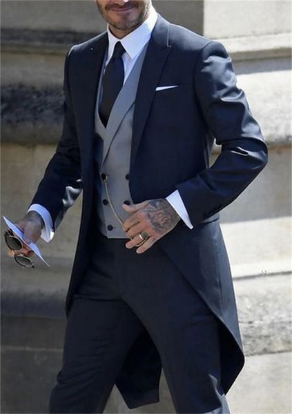 Estilo cavalheiro italiano casamento homem cauda longa casaco noivo baile de formatura smoking formal dos homens terno masculino jaqueta calças colete i 240106