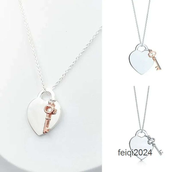 Herz- und Schlüsselanhänger für Damen, 925er-Silber, Luxus-Schmuck, Geschenke Co, Drop 220412