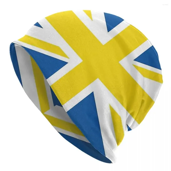 Berets Leeds Blau Weiß Gelb Union Jack Flagge Unisex Erwachsene Beanies Caps Stricken Motorhaube Warme Mode Herbst Winter Skullies Hüte