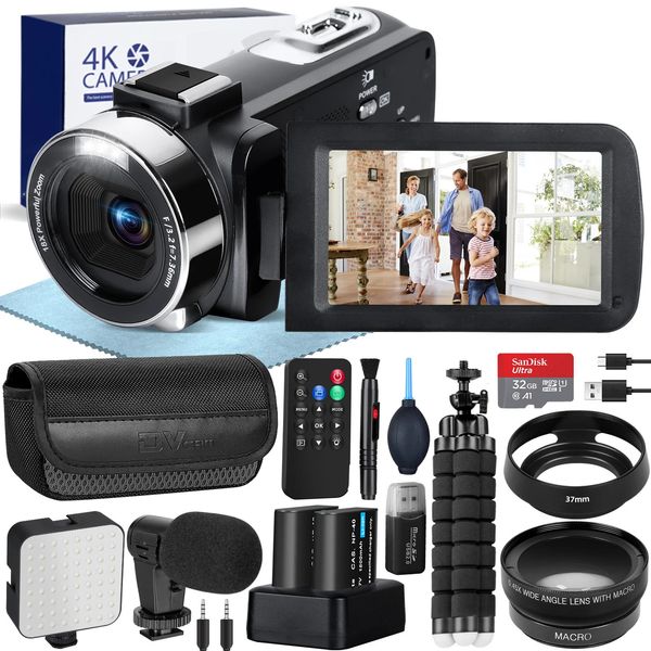 Videocamera GAnica 4K 60fps48MP Registrazione UHD Messa a fuoco automatica digitale Zoom 18X Schermo da 3 pollici 240106