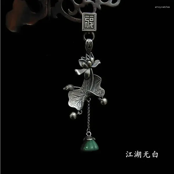 Anhänger Halsketten Xinruo Lotus Klassische Chinesische Wind Druck Knopfleiste Schnalle Hohe Jade Cheongsam Hanfu Quaste Zubehör Damen