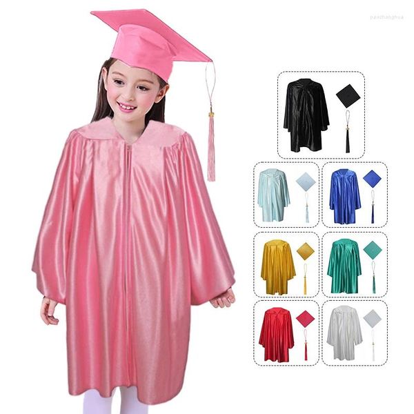 Set di abbigliamento 91-138 cm Costume da laurea per bambini Scuola materna Abito da scapolo Uniforme accademica Ragazzo Gilr Pografia Performance Abito da cappello Set