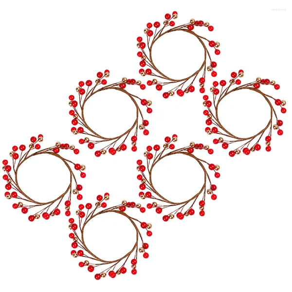 Декоративные цветы 6 шт. ягодный подсвечник венок искусственный рождественский рождественский кольцо украшения для елки пенопластовый стол для столовой
