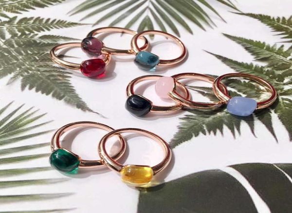 Colorido Candy Square Crystal Nudo Ring Little Design Micro Zircão Pedras para Mulheres Jóias de Party Y07233801206