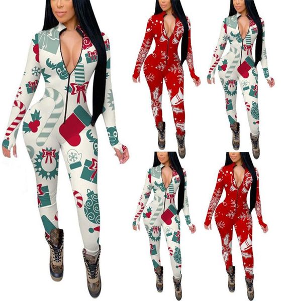 Weihnachten Overall Pyjamas für Erwachsene Frauen Nachtwäsche Pijama Sexy Mujer Body Weihnachten Gedruckt Damen Lange Overall Hause Kleidung8385061