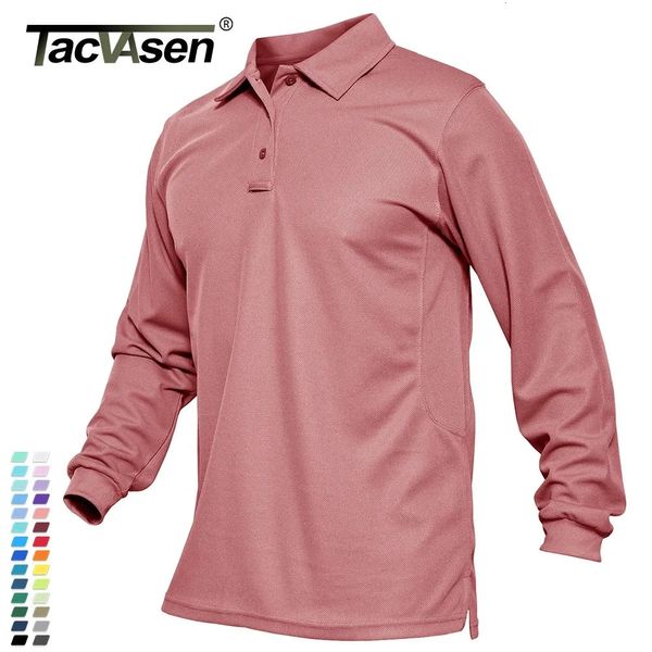 TACVASEN Estate manica lunga Performance Polo ad asciugatura rapida T-shirt Camicia tattica da uomo Squadra di golf Camicie da lavoro Jersey Top casual 240106