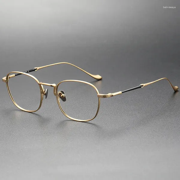 Sonnenbrillenrahmen japanischer Designer handgefertigter Vintage-goldener Glasees-Rahmen M3082 quadratischer Typ für Männer Ultraleichte reine Titan-Myopie
