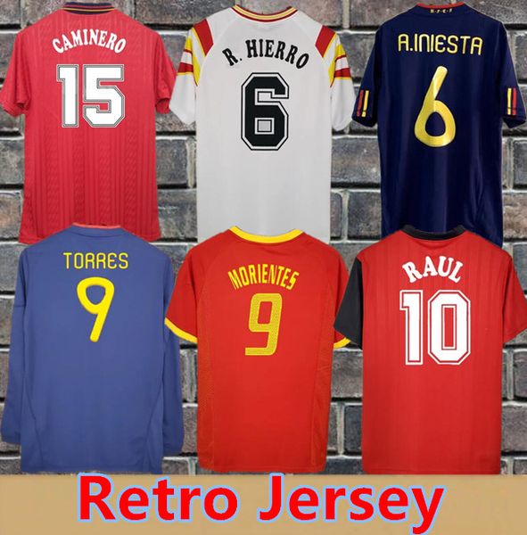 1994 2010 2012 Mens Manga Longa CAMINERO PUYOL A.INIESTA PIQUE Camisas de Futebol Seleção Nacional TORRES ISCO M.ASENSIO Home Vermelho Fora Azul Footall Camisas