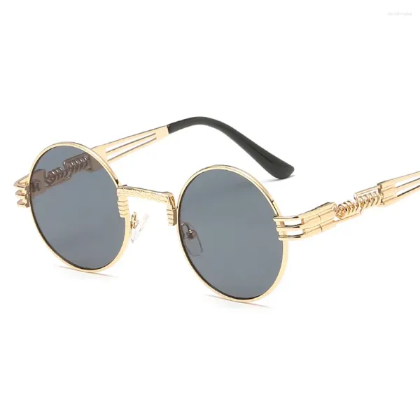 Óculos de sol Odidos Rodada Homens Mulheres Metal Punk Vintage Sunglass Marca Designer Moda Óculos Espelho Lente Top Quality Oculo UV400