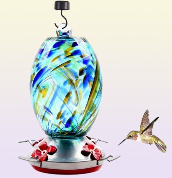 Altre forniture per uccelli Alimentatore per cibo per colibrì colorato Bevitore per acqua in vetro soffiato a mano Ciotola per acqua per giardino Accessori per pappagalli all'aperto3992680