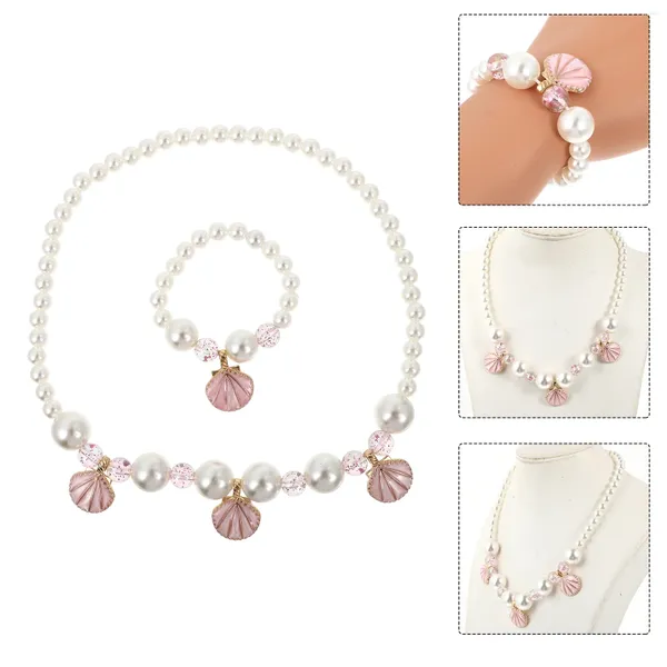 Collana orecchini set braccialetto di perle finte gioielli per ragazza gioielli per bambini per ragazze e kit per bambini
