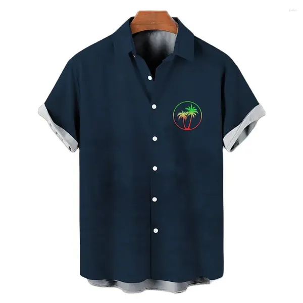 Herren-Freizeithemden, Sommer-Hawaii-Kurzarmhemd, 3D-Kokosnussbaum-Druck, Chiffon, Urlaub, übergroßes T-Shirt, Kleidung, 5XL