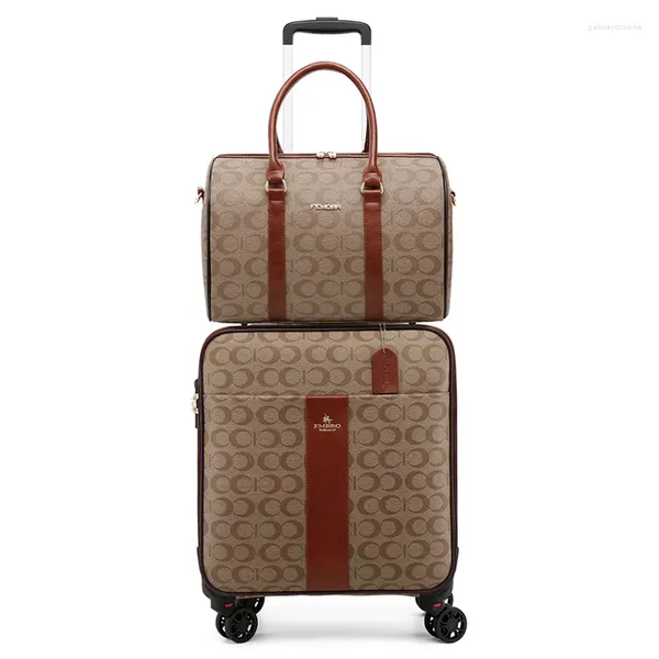 Malas adultos pu couro bagagem conjuntos mulheres moda rolando com bolsa homens luxo trole mala de viagem saco de embarque caixa