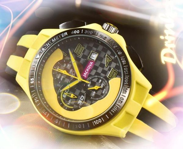 Popolare orologio cronometro completamente funzionale Famoso sport da corsa per auto cinturino in caucciù braccialetto a catena set sportivo coclea giallo rosso blu bianco orologio da polso da uomo con movimento al quarzo