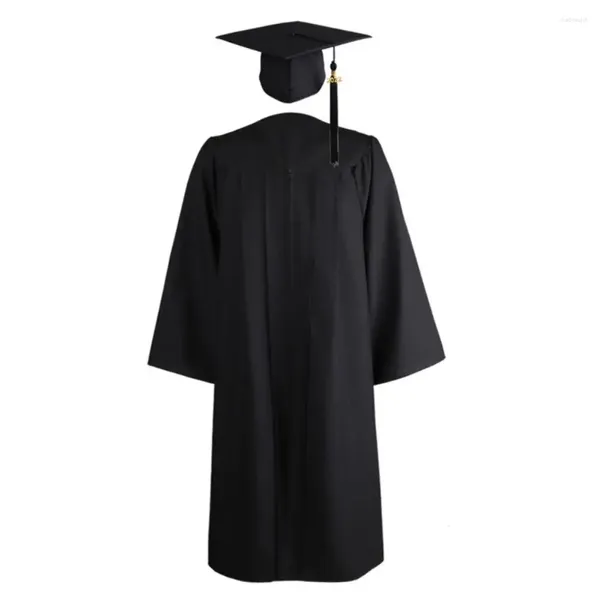 Conjuntos de roupas vestido de formatura robe manga longa universidade vestido acadêmico unisex bacharel mestre boné conjunto para cerimônia