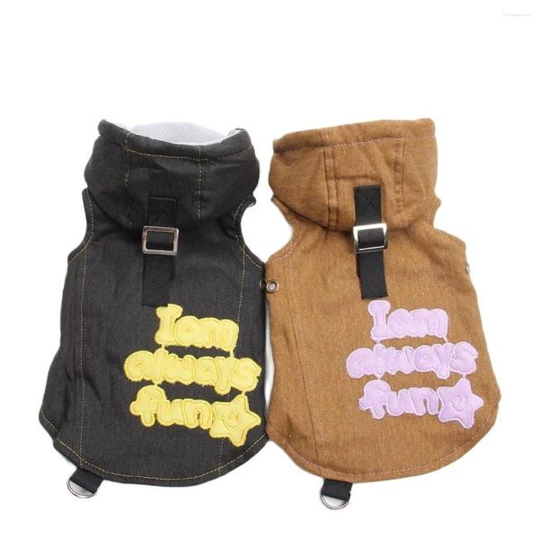 Abbigliamento per cani Cappotto per gatti Giacca in denim Lettere Design Autunno/Inverno Abbigliamento con cappuccio per cuccioli di animali domestici