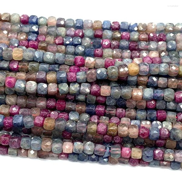 Lose Edelsteine Veemake Rubin und Saphir Naturstein DIY Halskette Armbänder Ohrringe Facettierte unregelmäßige Würfel kleine Perlen für Schmuck