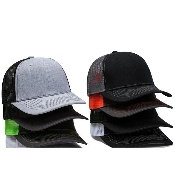 Chapéu de caminhão de grife curvados Snapbacks Caps de beisebol ajustáveis Capileiras coloridas de retalhos homens adultos Mulheres simples estilo de verão chapéu de sol