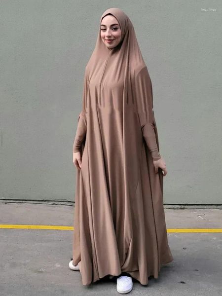 Roupas étnicas Uma Peça Jilbab Long Khimar Com Capuz Abaya Ramadan Eid Mulheres Muçulmanas Véu Integrado Hijab Oração Vestido Dubai Turquia Islâmica