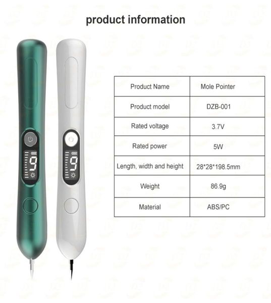 LCD Laser Plasma Stift Maulwurf Sommersprossen Entfernung Hause Schönheit Instrument Maschine Makel Warze Dunkle Flecken Haut Tag Remover Tool 9 ebene With3567582